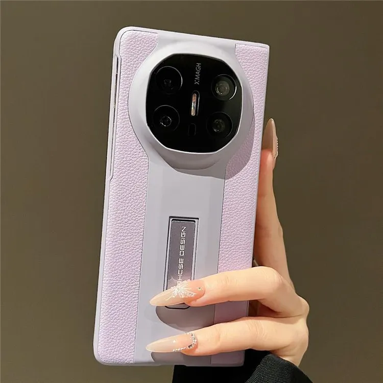 高档隐形一体支架适用华为MateX6典藏版手机壳x5/x3荔枝纹保护套