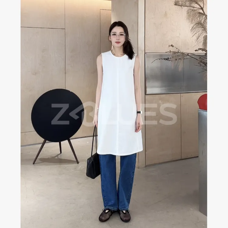Z.blues【初恋小白裙】露背系带牛仔白背心连衣裙YZNH4535