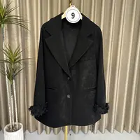 【009】【加绒加厚】戗驳领常规常规款蕾丝宽松型西装百搭潮流秋冬长
