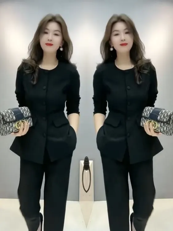 时尚休闲套装女2025年新款洋气显瘦开衫上衣气质百搭小脚裤两件套