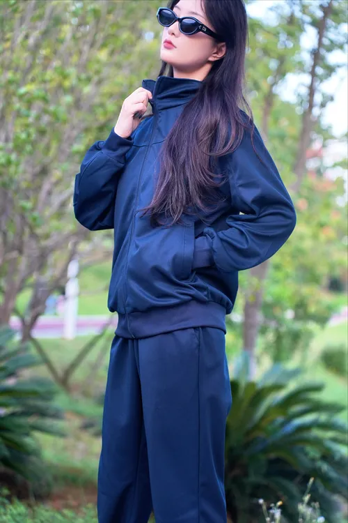 新款长袖体能训练服春秋涤盖棉针织休闲透气舒适柔软运动