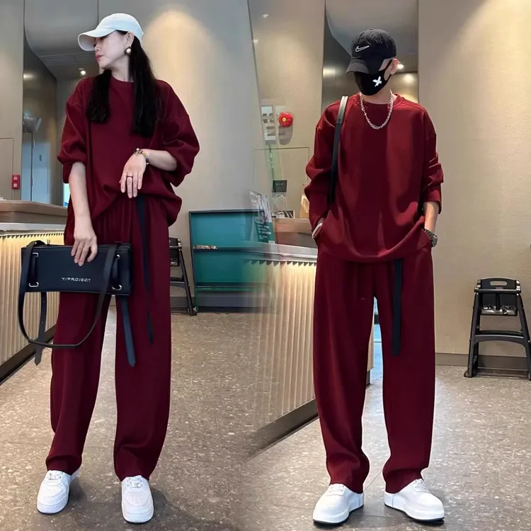 仓石一树2025春秋新款潮牌纯色卫衣卫裤套装男休闲百搭运动两件套