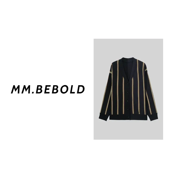 【妙姐精选】留光 V领针织假两件开衫毛衣LJL25171