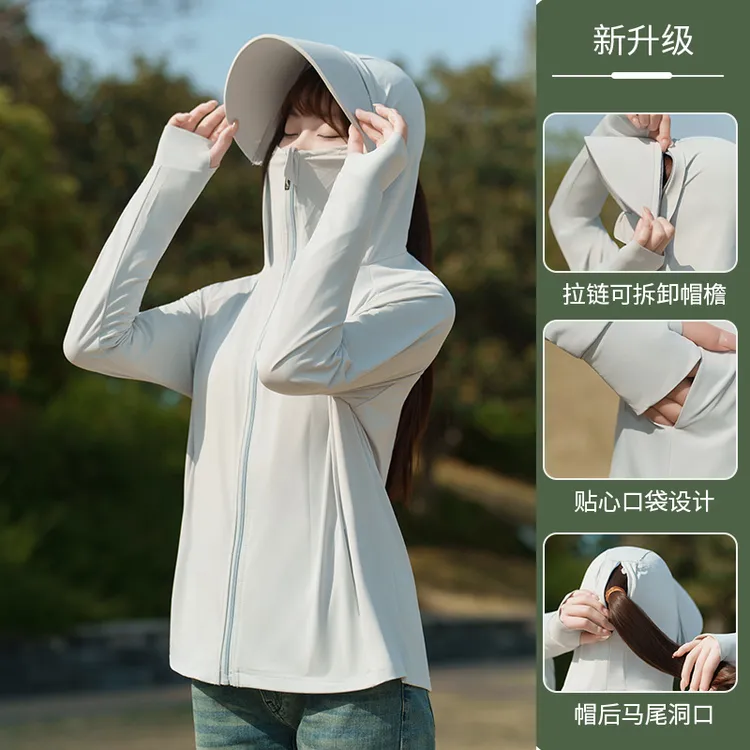 夏季新款女款防晒衣户外冰丝防晒衣薄款护手骑行旅游