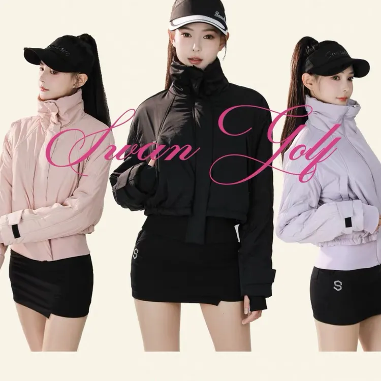 秋冬高尔夫立领厚款保暖棉服外套短款酷黑时尚修身显瘦运动球服