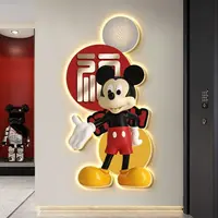 时尚米奇入户玄关装饰画轻奢led灯高级感走廊过道客厅背景墙挂画