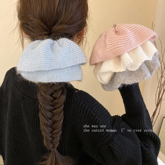 少女诗篇！兔毛针织大肠发圈！温柔超大号头饰扎头发头绳盘发器女