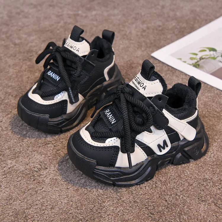 儿童老爹鞋秋冬新款女童运动鞋小童轻便休闲鞋百搭宝宝加绒二棉鞋