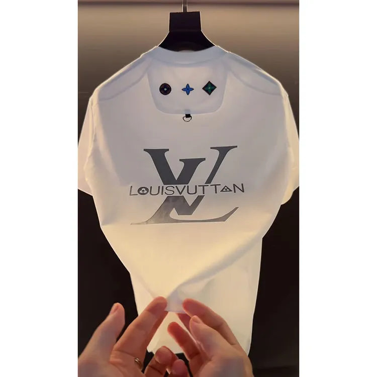 欧货顶奢高定大牌男装上衣2025夏季新款四叶草刺绣字母印花体恤潮