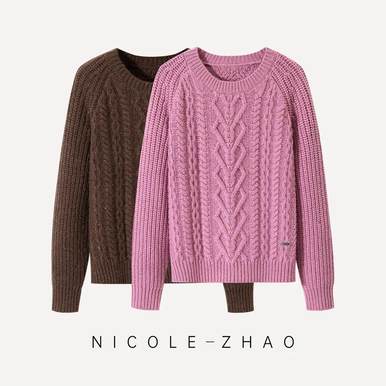 【贵姐NICOLE】七彩点子纱全羊绒混纺气质长袖毛衣5NCT066