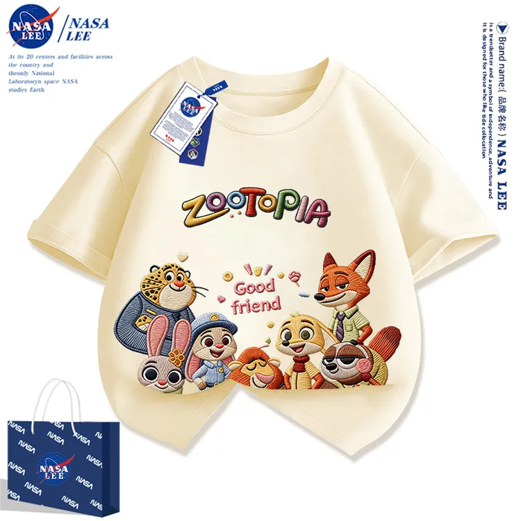 NASA疯狂动物城儿童纯棉t恤短袖2026新款男童女童夏季卡通上衣