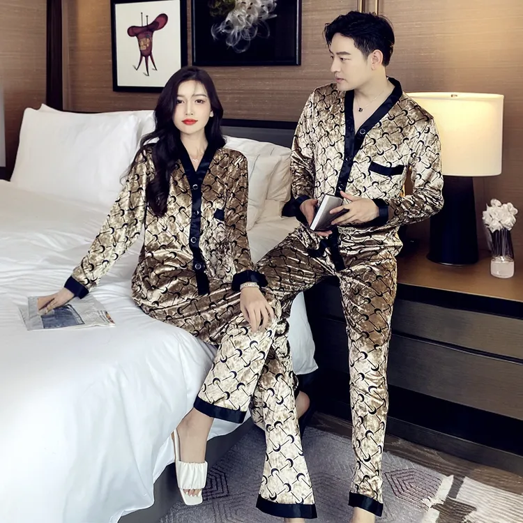 FANCBUDY情侣睡衣女春秋金丝绒新款韩版男士冬季长袖家居服套装