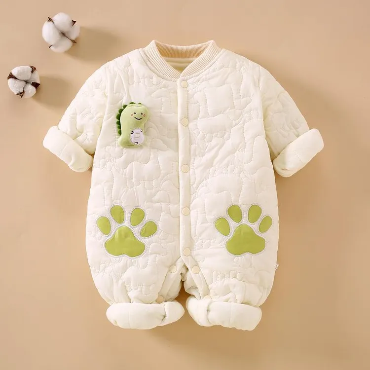 秋冬季新生婴儿衣服加厚夹棉连体衣男女宝宝套装初生棉衣棉服哈衣