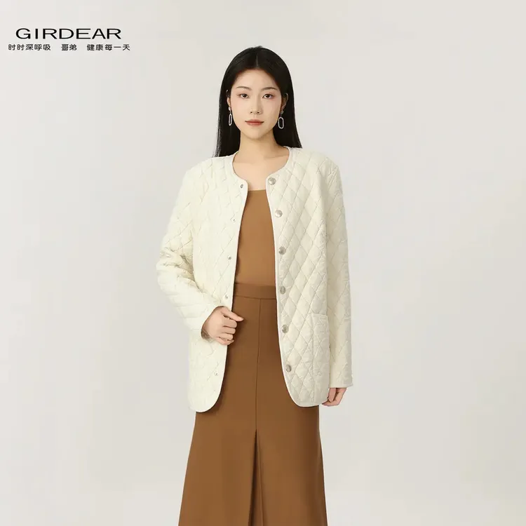 GIRDEAR/哥弟新款菱格棉服时尚保暖宽松舒适慵懒风外套女1400742