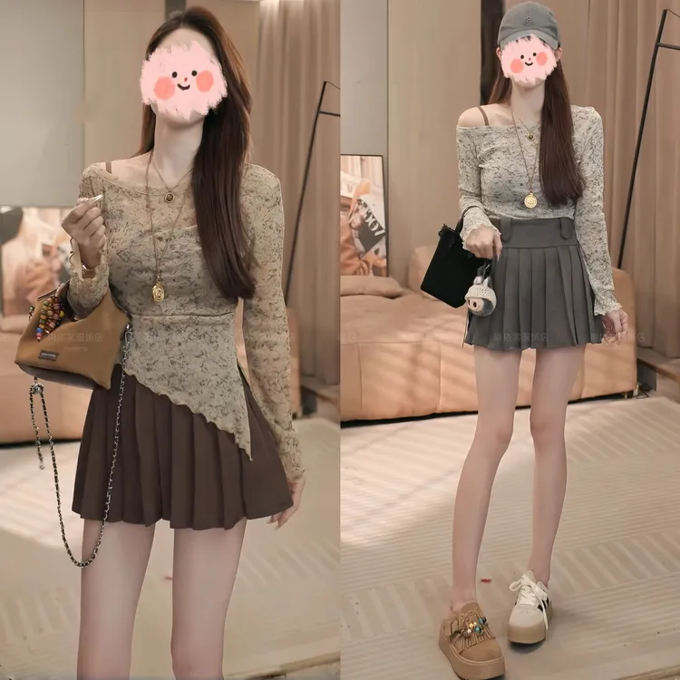 2025秋冬新款丹宁风美拉德风高级感轻奢长袖上衣百搭半身裙套装女