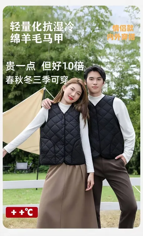 秋冬季时尚男女同款情侣保暖百搭风马夹外穿春秋加厚修身