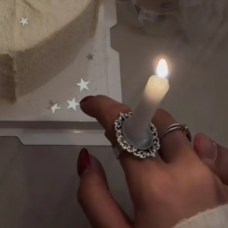 【仙蒂】创意蜡烛戒指小众ins风饰品高级感生日送朋友驾车个人用品