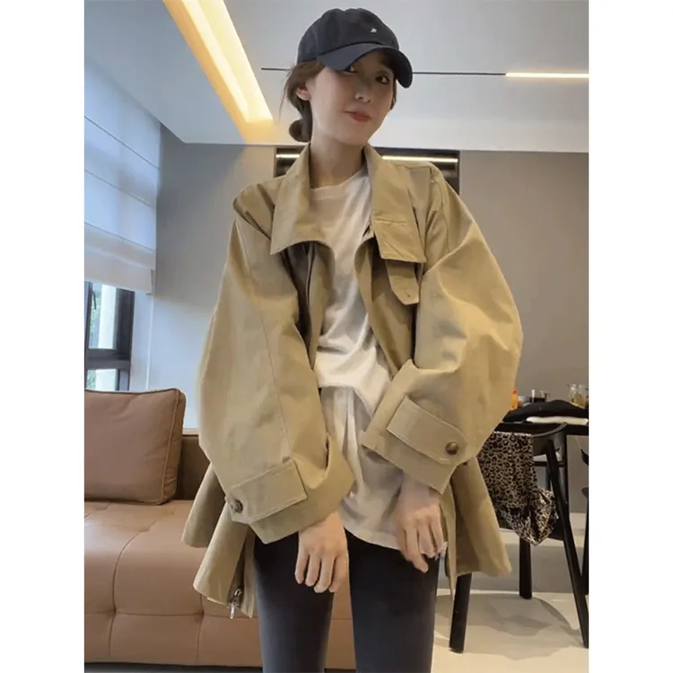 小个子卡其色风衣外套气质高级感2025年春秋新款早秋短款上衣女装