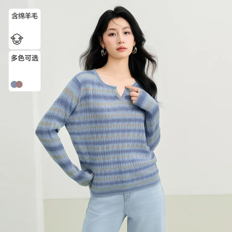 Basic House/百家好秋季撞色套头休闲百搭时尚针织衫-B0625H5R132