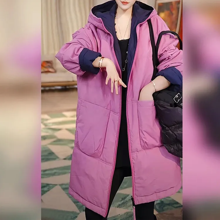 2025秋冬新款洋气显瘦设计感双面穿棉衣时尚加厚保暖连帽棉服外套