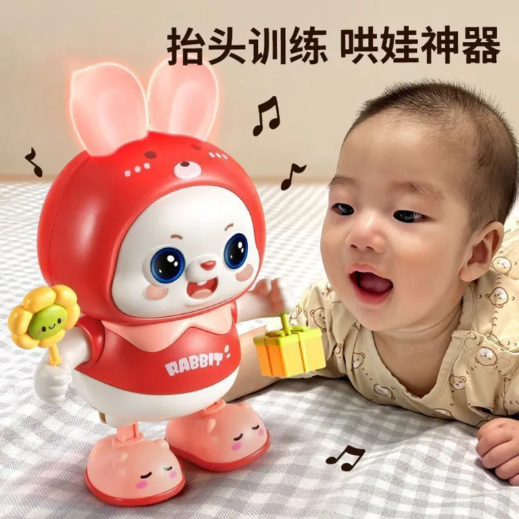 婴儿早教益智电动跳舞兔子练习抬头训练婴儿玩具0-6个月1-3岁以上