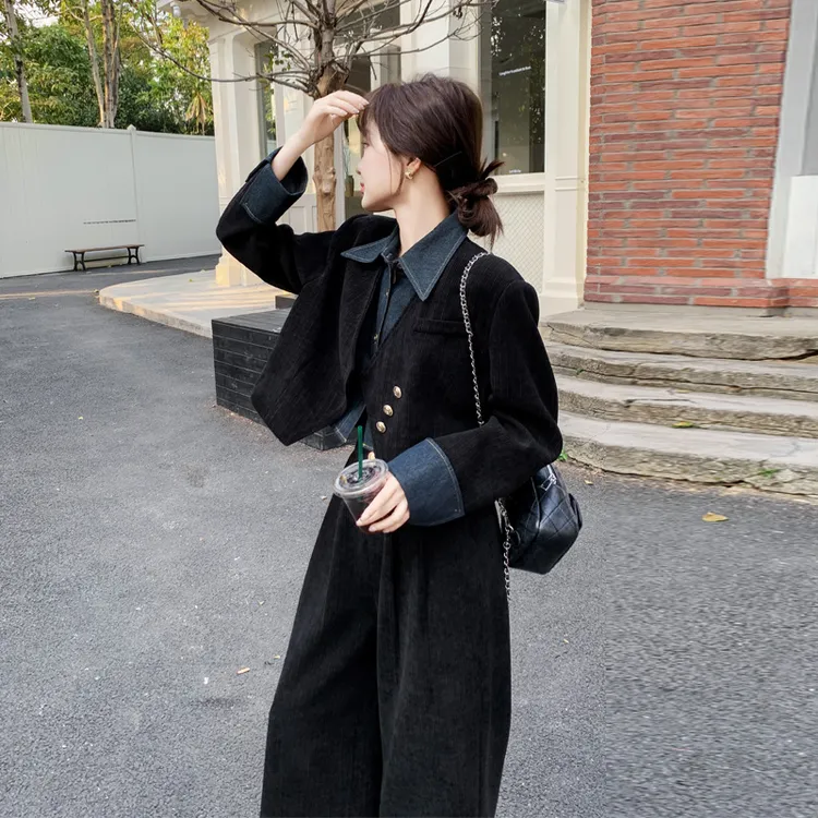 法式复古高级感套装女2025春季新款假两件外套大方得体穿搭两件套