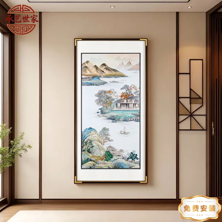 承艺铜雕画《日照金山》入户玄关装饰画新中式高级感挂画2026年新款