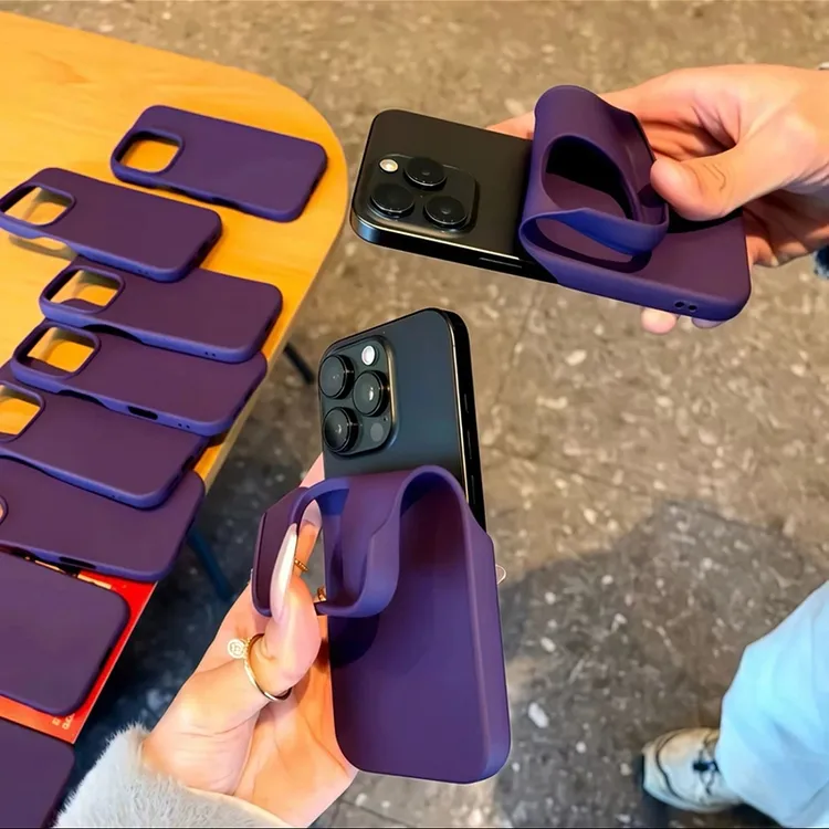 ins高级暗紫色半包适用iPhone16/15肤感14手机壳13苹果12套