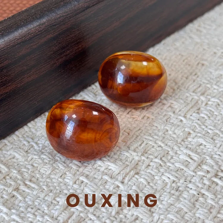 非金属树脂耳饰 [棕泊]时尚百搭简约气质复古棕色耳环