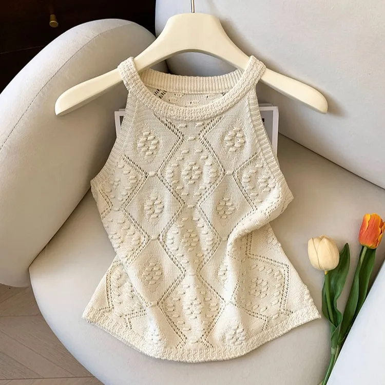 自留款推荐~美式辣妹无袖针织背心女夏季新款高级感显瘦外穿上衣
