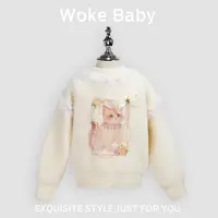 女童秋冬甜美猫咪加厚毛毛针织衫软糯毛衣汉服W5068