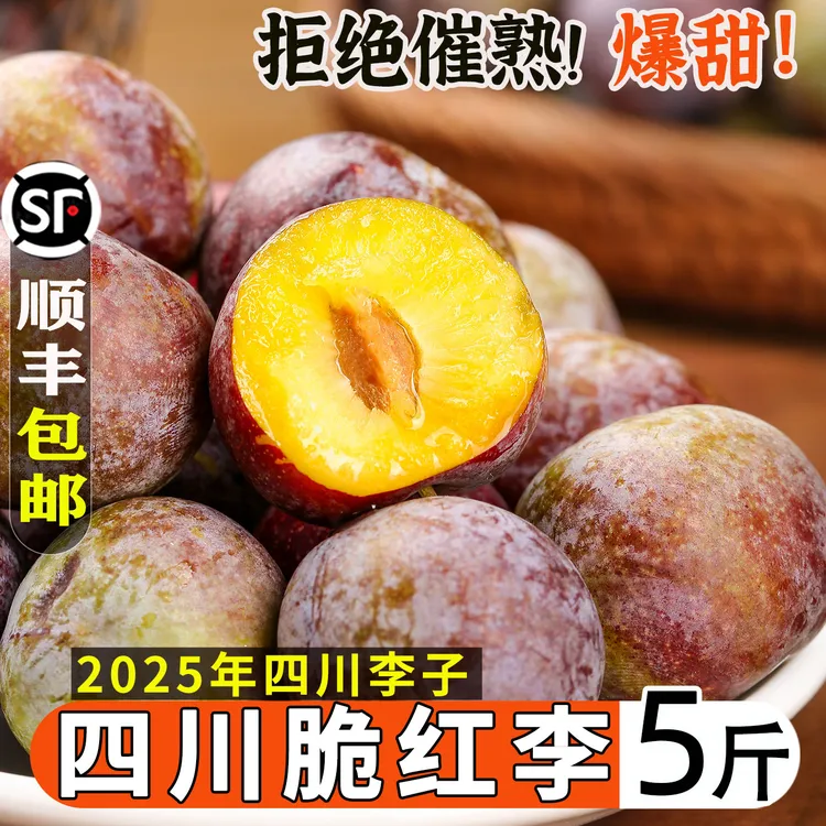 四川高山新鲜应季脱骨脆红李脆甜多汁爽口肉厚3斤5斤顺丰京东包邮