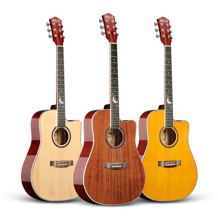 40寸41寸云杉木实木面单板民谣吉他新手入门进阶考级适用初学者