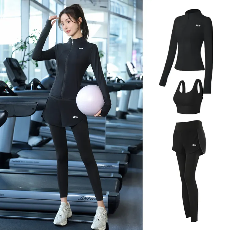 瑜伽健身服套装春秋女运动晨跑服速干衣长袖普拉提显瘦弹力健身服商品图