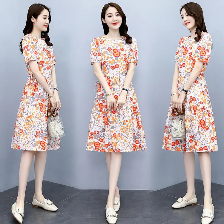 2024夏季新款小碎花连衣裙 甜美显瘦A字裙 清新优雅短袖裙装