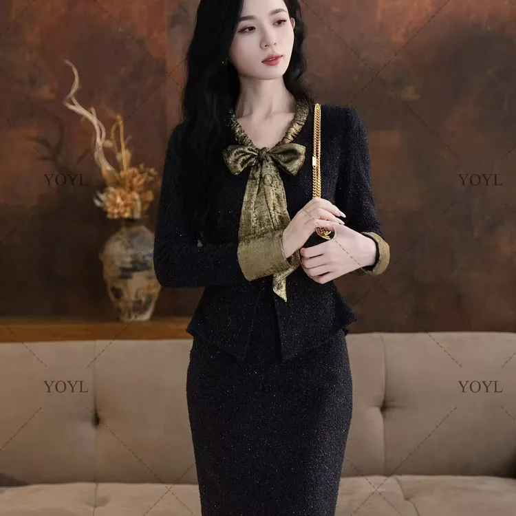 【yola】柏林庄园秋冬新款法式气质高级显瘦直筒连衣裙-YL11226