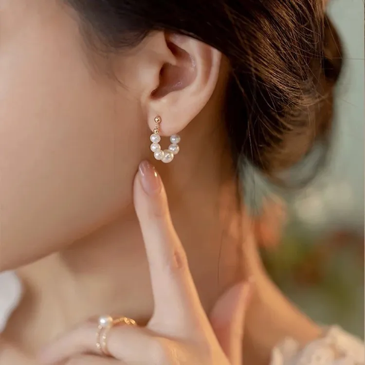 925银耳饰 复古美学！天然淡水优雅耳环简约气质轻奢感甜美