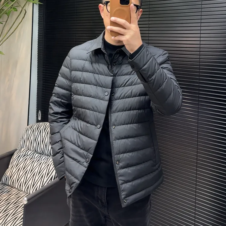 男士鹅绒羽绒服7090男士冬季轻薄超轻翻领鹅绒羽绒服