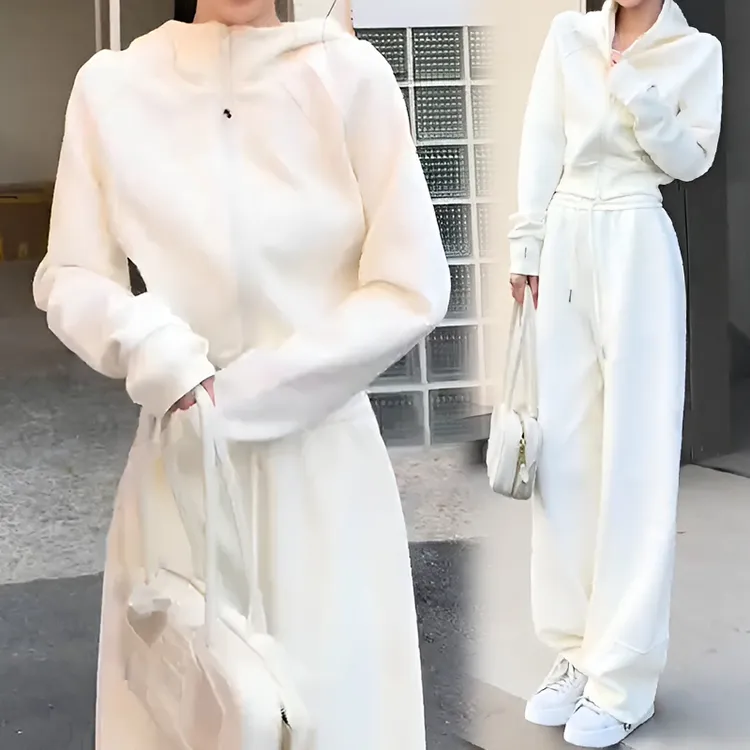 休闲运动春秋套装女连帽卫衣外套一整套ootd穿搭新款高级直筒裤潮