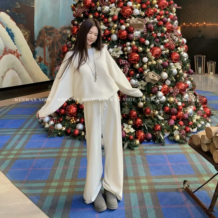 【宝藏套装】韩系百搭休闲针织套装（毛衣+针织长裤）