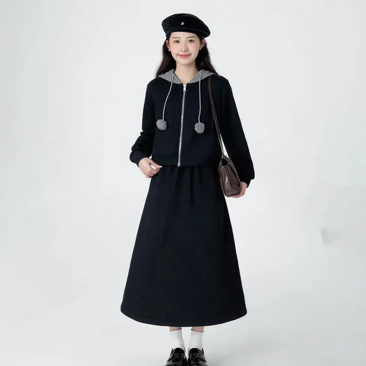 奢姿大码女装2025冬季抽绳减龄连帽件套胖妹妹松紧时尚休闲套装