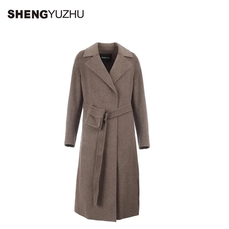 Shengyuzhu/声雨竹毛呢大衣女百搭长款西装领外套气质休闲设计师