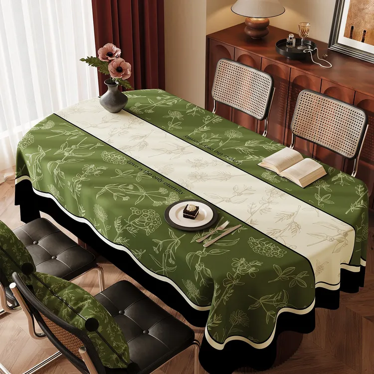 法式复古椭圆形桌布防水防油免洗可折叠圆桌台布pvc餐桌茶几盖布