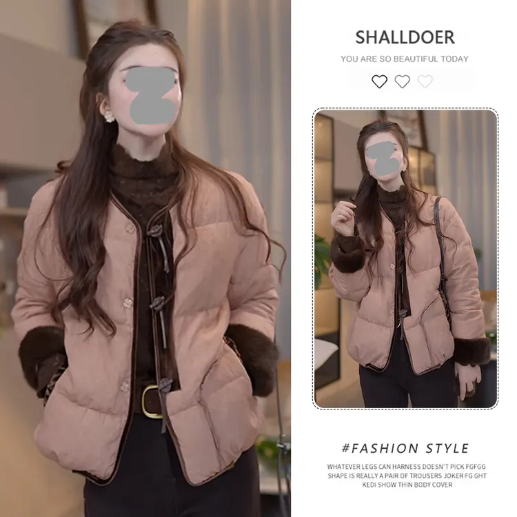 2025新款港风设计感宽松复古简约时尚女时尚减龄衣服棉服