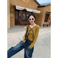 2025横条纹毛织吊带开衫真两件针织衫女秋季新款显瘦