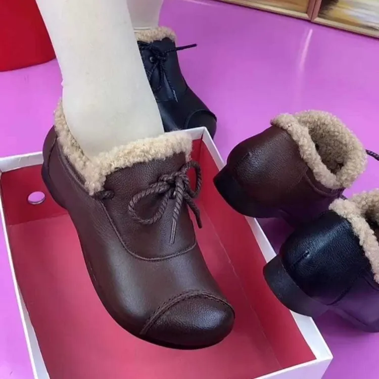 毛毛棉鞋女新款秋冬加绒加厚妈妈奶奶棉鞋保暖羊羔皮毛毛鞋居家穿