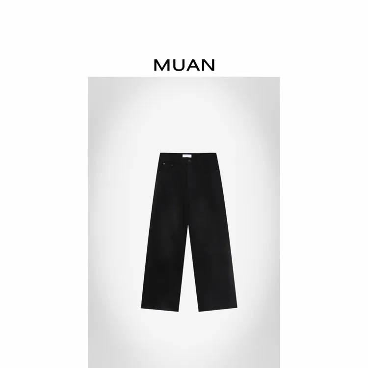 木岸MUAN:《小红标黑牛》定制复古结构感宽松高级长裤女CQ-KW-8827
