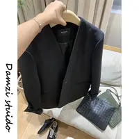 DA麦子“留白”V领气质又飒质感西装外套女  MZ2324留白