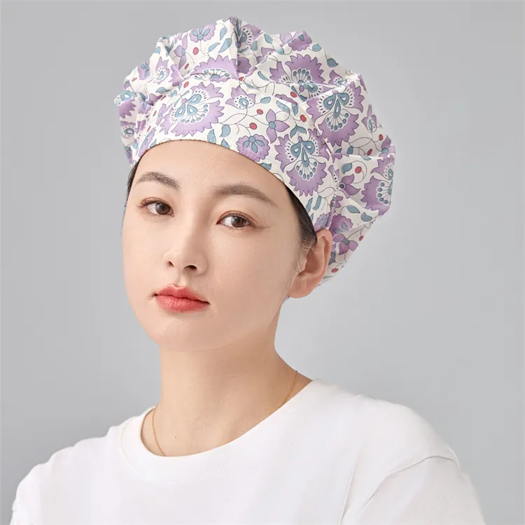 女医生护士长发工作帽全棉印花薄款牙科口腔实验室防落发美容师帽