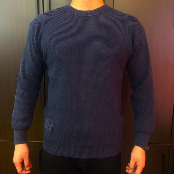 【Aysa男装】3309男士秋冬圆领贴布刺绣复古加厚针织打底毛衣休闲